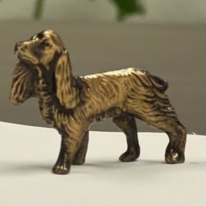 Vintage Brass Dog Miniature Figurine/Statue (Spaniel?)